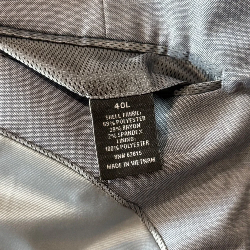 J Ferrar Mens Slim Sharkskin Blazer Jacket Light Blue Grey Two Button Notch 40R